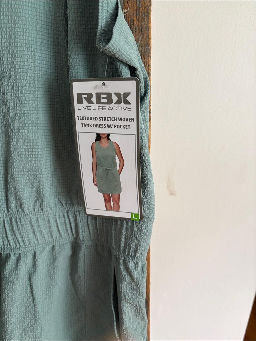 RBX Sage Green Drawstring Sleeveless Dress - Picture 2 of 4